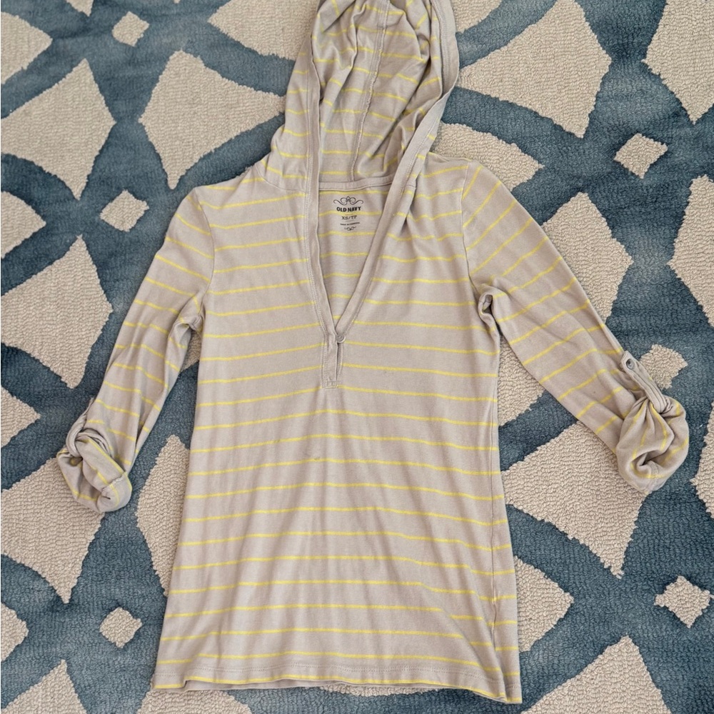 Old Navy Beige and Yellow Striped Top - Size XS